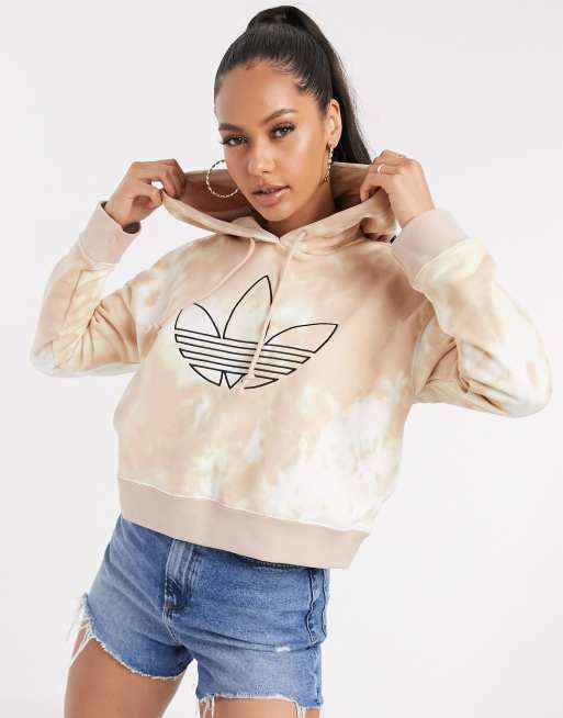 voormalig Kritiek Raffinaderij adidas Originals - Fakten - Cropped tie-dye hoodie in beige | ASOS