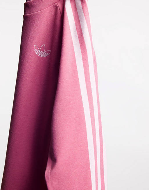 Women adidas Originals Fakten three stripe logo fitted long sleeve top in hazy rose 