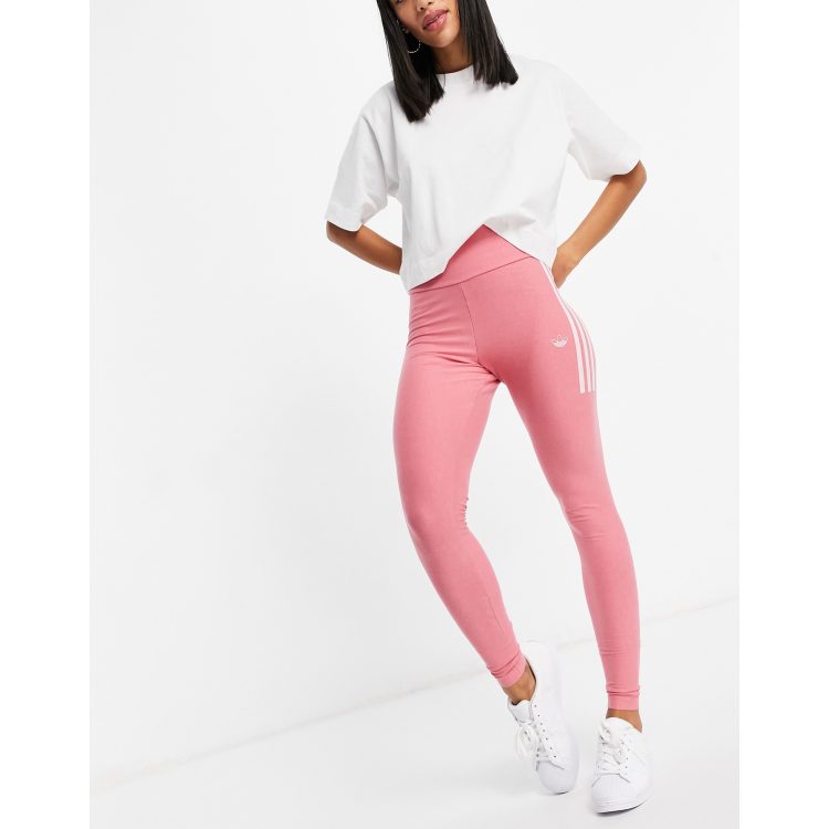 adidas Originals Fakten three stripe logo leggings in hazy rose