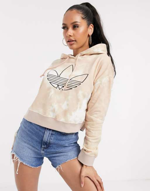 Adidas cropped sale hoodie beige