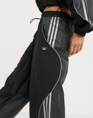 adidas originals fakten wide leg track bottoms in black