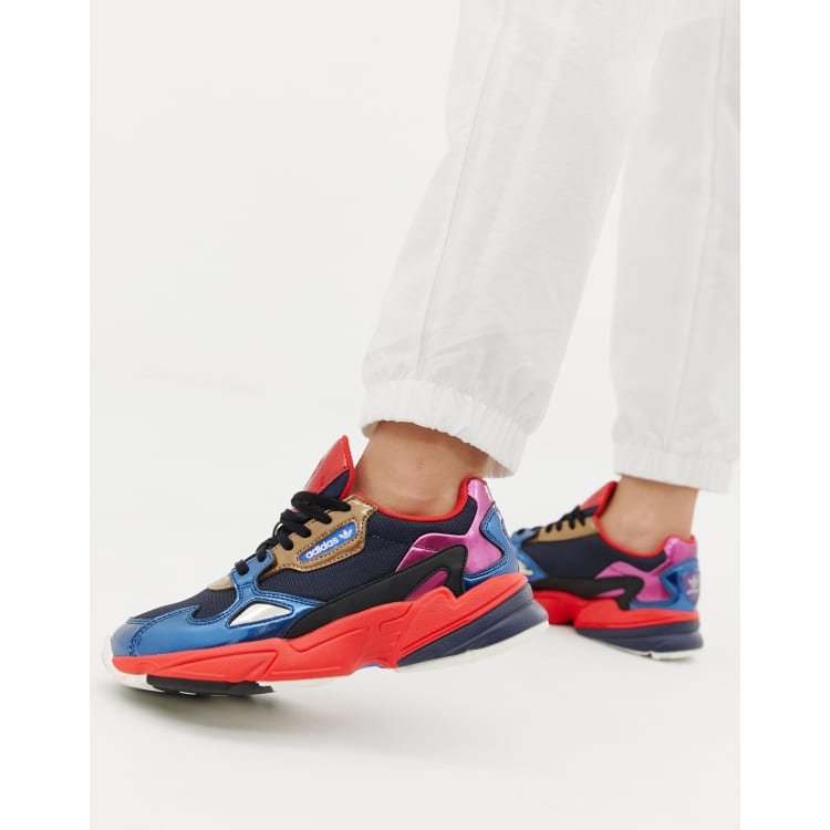 adidas Originals Falcon Marineblauwe metallic sneakers ASOS