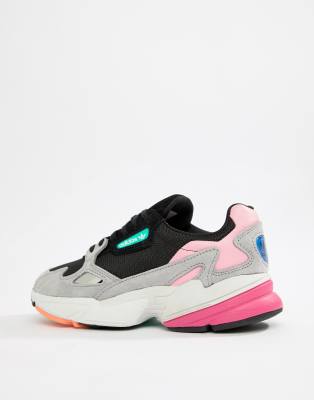 adidas originals falcon sneaker in black and pink