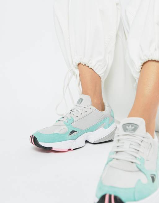 Inesperado creativo Días laborables adidas Originals Falcon Sneaker In Gray And Mint | ASOS