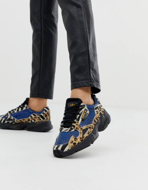 adidas Originals Falcon sneakers in contrast leopard prints