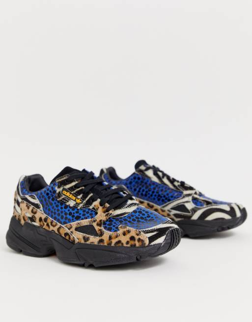 Adidas originals falcon sneakers in contrast store leopard prints