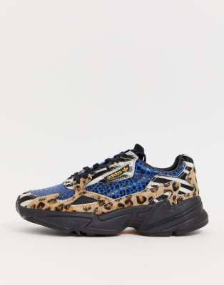 adidas originals falcon sneakers in contrast leopard prints