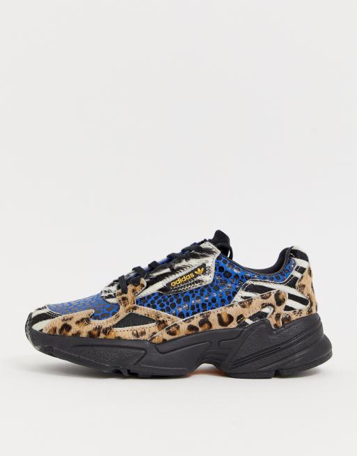 Adidas originals falcon trainers sales in contrast leopard prints