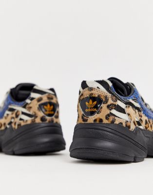 adidas originals falcon sneakers in contrast leopard prints