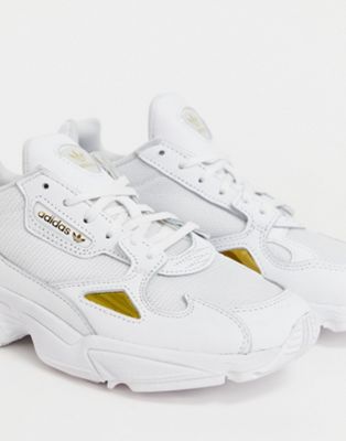 adidas originals falcon sneakers in white and gold