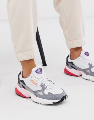 adidas Originals Falcon sneakers in white and gray ASOS