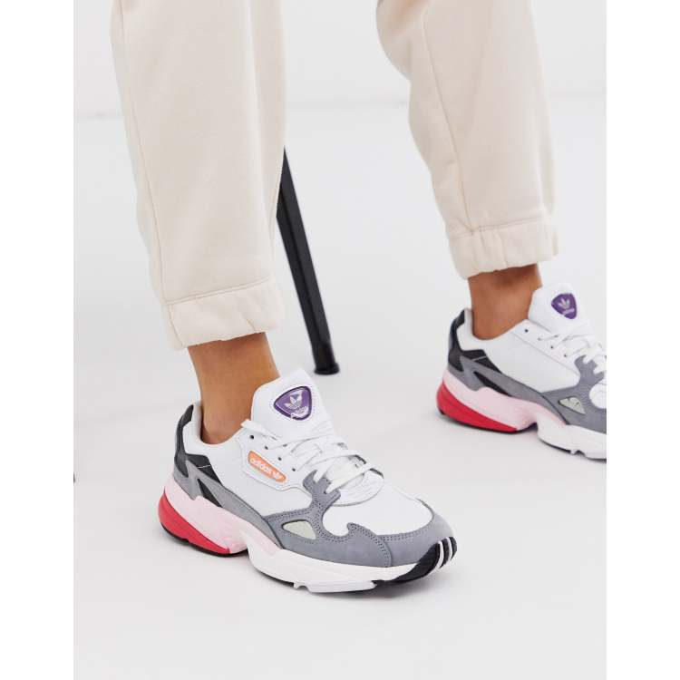 adidas Originals Falcon sneakers in white and gray ASOS