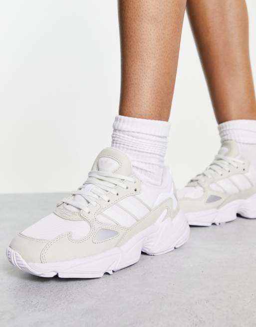 adidas Originals Falcon sneakers in white and silver