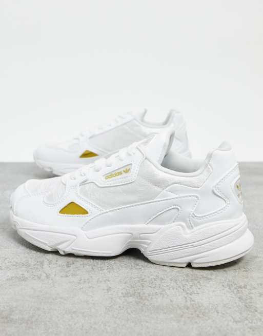 Adidas originals falcon sneakers sales in white and gold