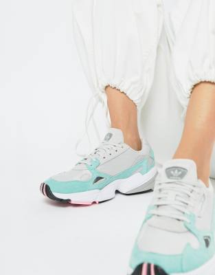 adidas originals falcon trainer in grey and mint