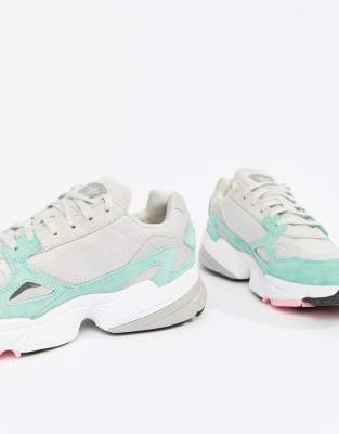 adidas falcon trainers grey one easy green