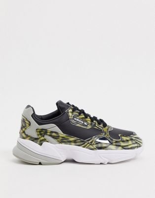adidas Originals Falcon trainers in black with animal print detail | ASOS