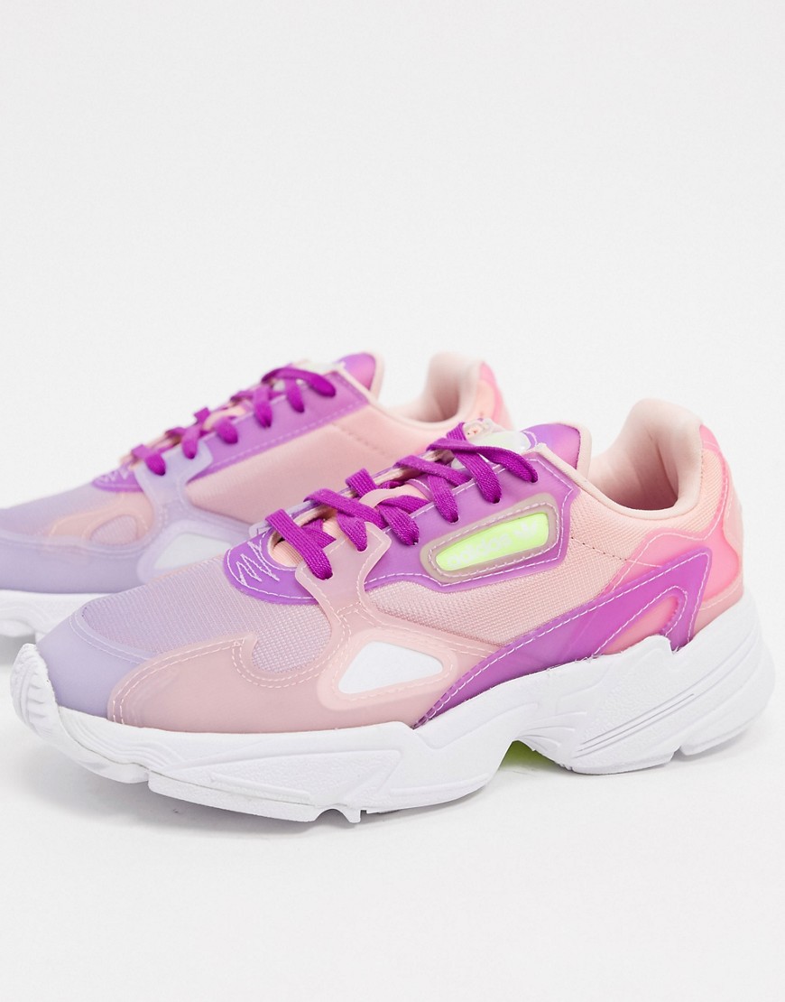 adidas Originals Falcon trainers in pink and purple-White