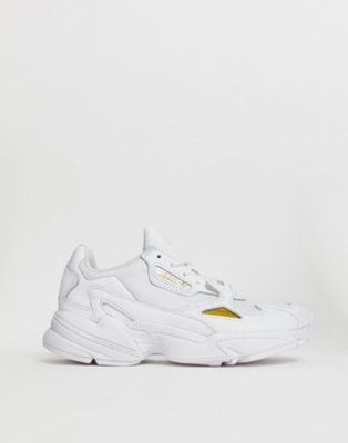 adidas white & gold falcon trainers