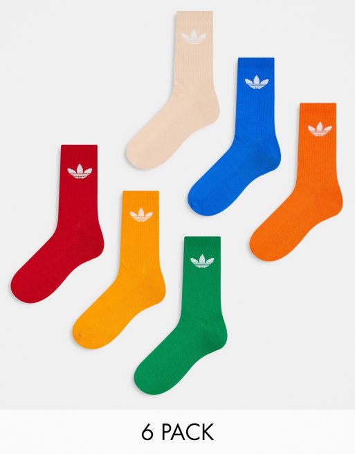 adidas Originals – Färgglada träningsstrumpor med treklöverlogga, 6-pack