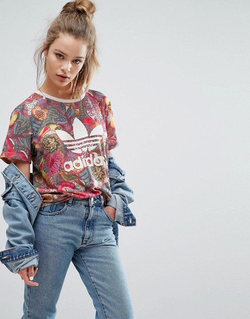 Adidas Originals Farm Bright Floral Print T Shirt Asos