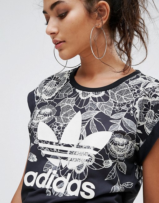 Adidas Originals Farm Floral Placement Print T Shirt Asos