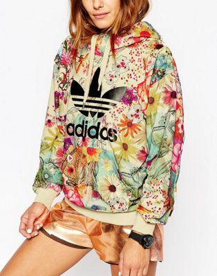 adidas flower print hoodie