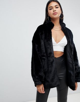 adidas Originals faux fur jacket with 