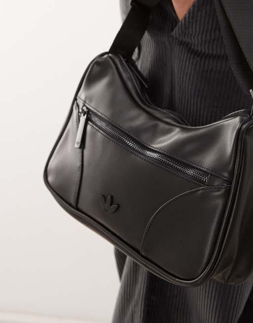 adidas Originals faux leather shoulder bag in black | ASOS