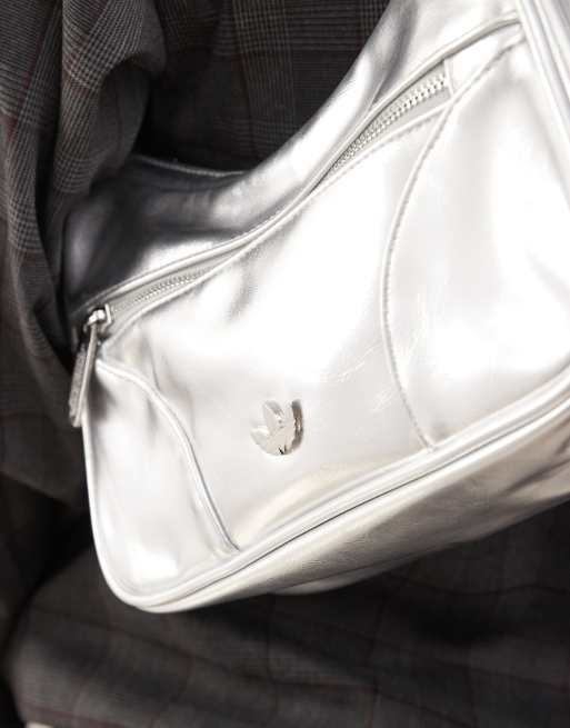 adidas Originals faux leather shoulder bag in silver | ASOS