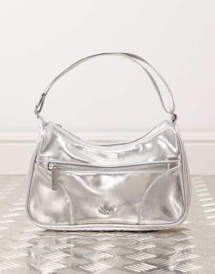 adidas Originals faux leather shoulder bag in silver | ASOS