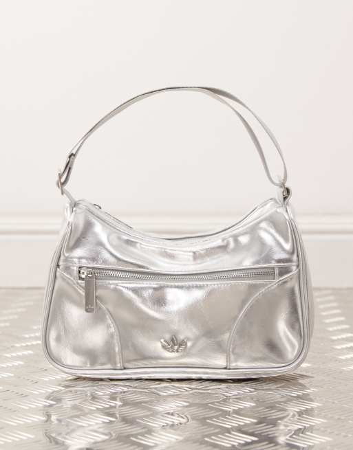 adidas Originals faux leather shoulder bag in silver | ASOS