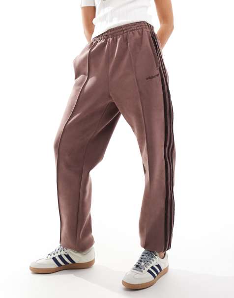 adidas Originals faux suede track pants in brown - view 1