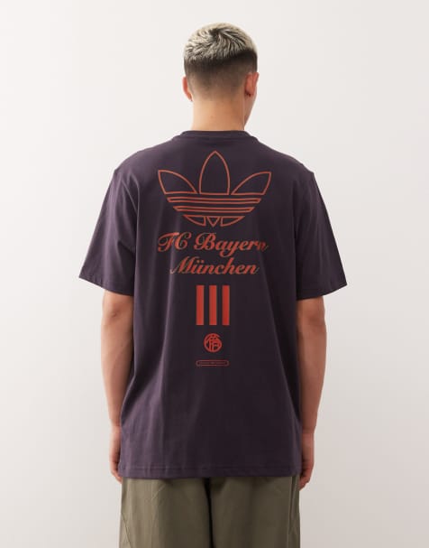 adidas Originals Fc bayern terrace icons graphic tee in aurora black