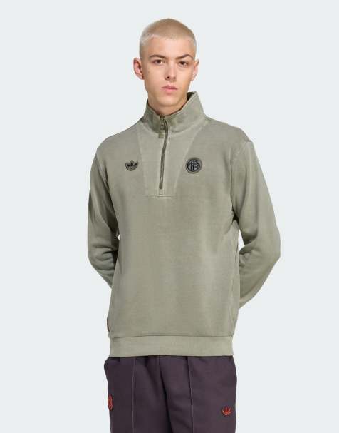 adidas Originals - FC Bayern - Terrace Icons - Grøn sweatshirt med ikonlogo og halv lynlås - view 1