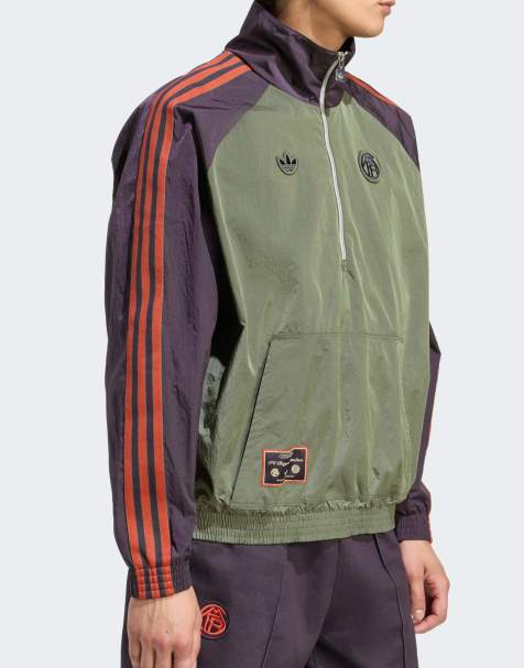 adidas Originals Fc bayern terrace icons half-zip jacket in base green / aurora black - view 1
