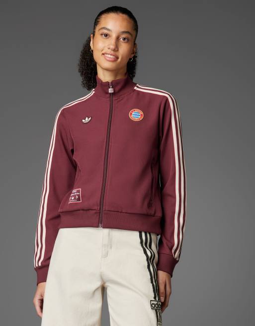 adidas Originals – FC Bayern Terrace Icons – Top dresowy w zgaszonym czerwonym kolorze