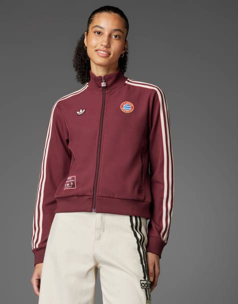 adidas Originals Fc bayern terrace icons track top in shadow red - view 1