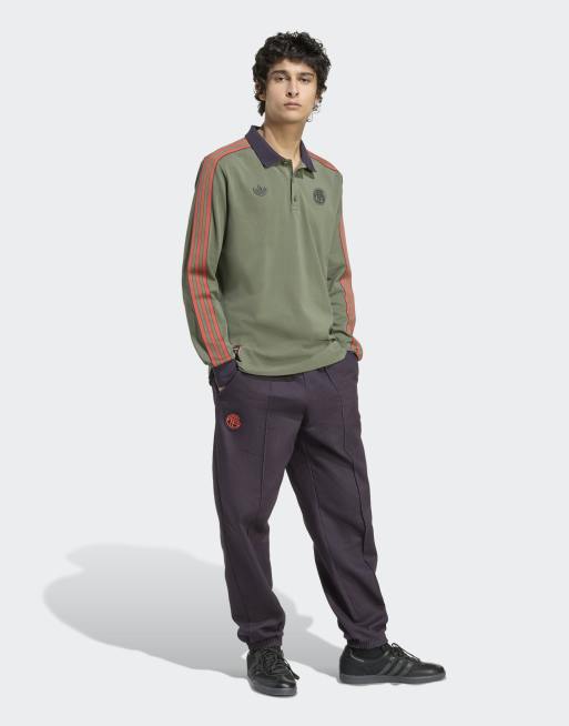 adidas Originals – FC Bayern Terrace Icons – Zielona koszulka polo z długimi rękawami
