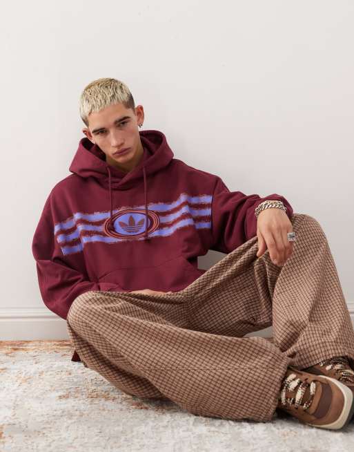 adidas Originals Felpa con cappuccio bordeaux con grafica