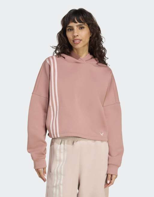 adidas Originals - Felpa con cappuccio color argilla con 3 strisce laterali