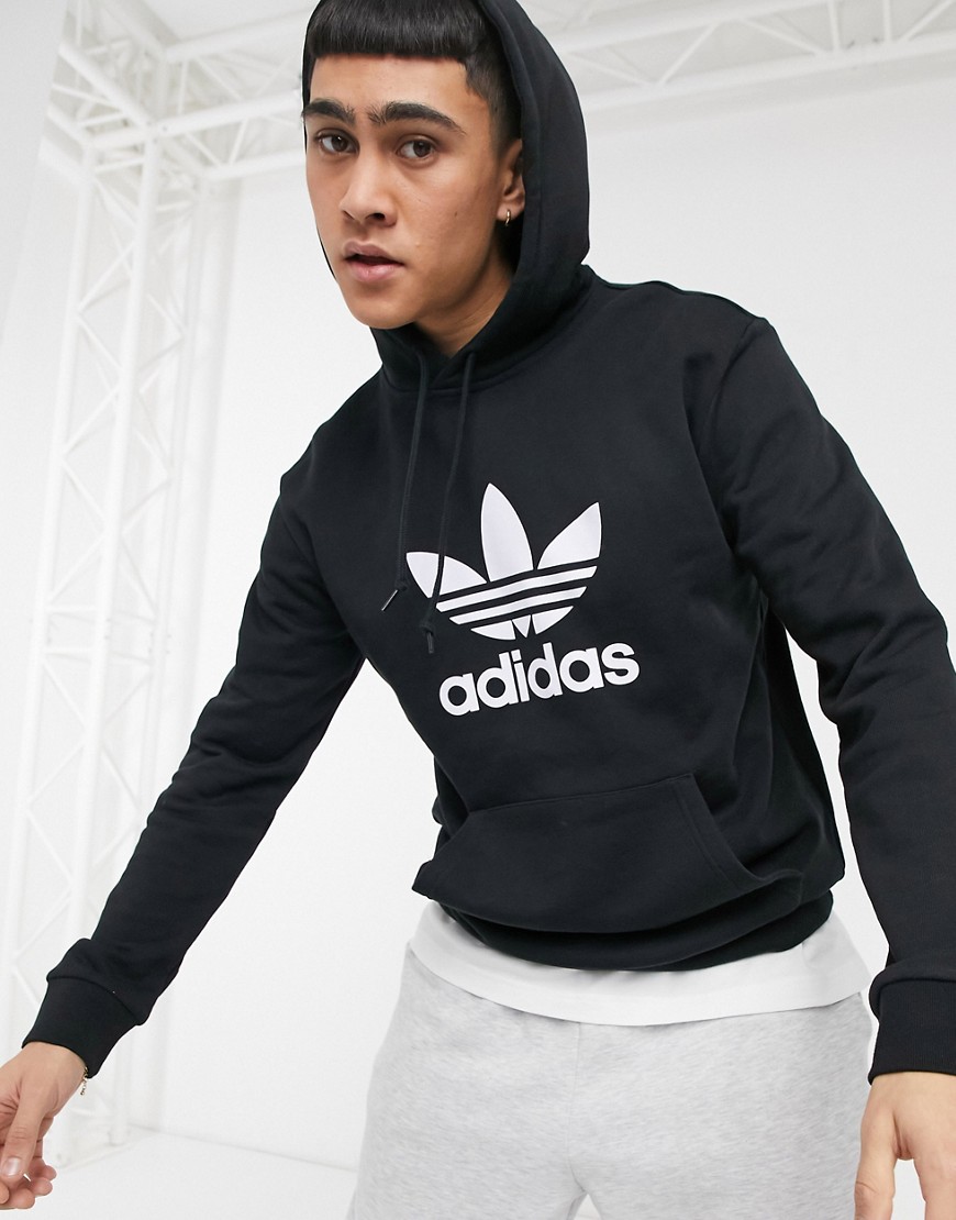 Adidas Originals - Felpa con cappuccio e logo a trifoglio-Nero