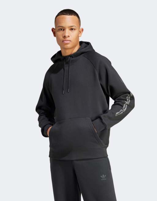 adidas Originals - Felpa con cappuccio nera con grafica