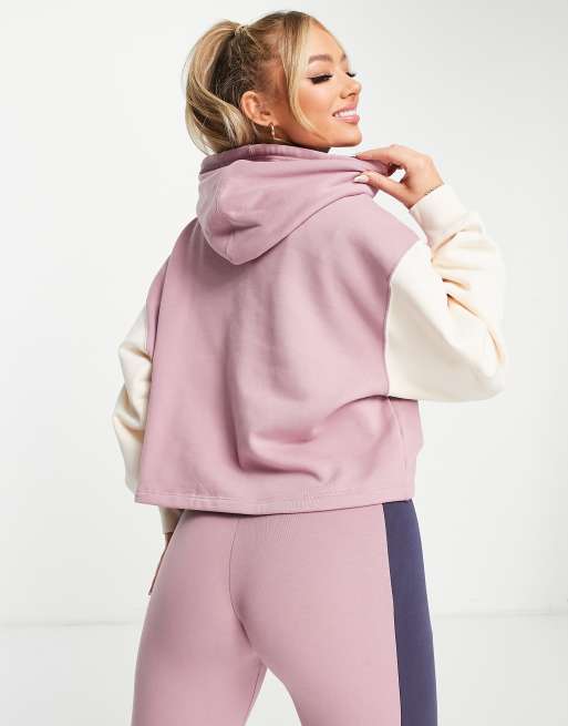 adidas Originals Felpa con cappuccio rosa e crema color block