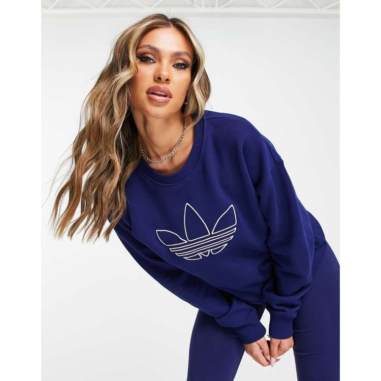 adidas Originals - Felpa con logo grande blu navy