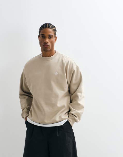 adidas Originals felpa loose fit essenziale in kaki chiaro - view 1