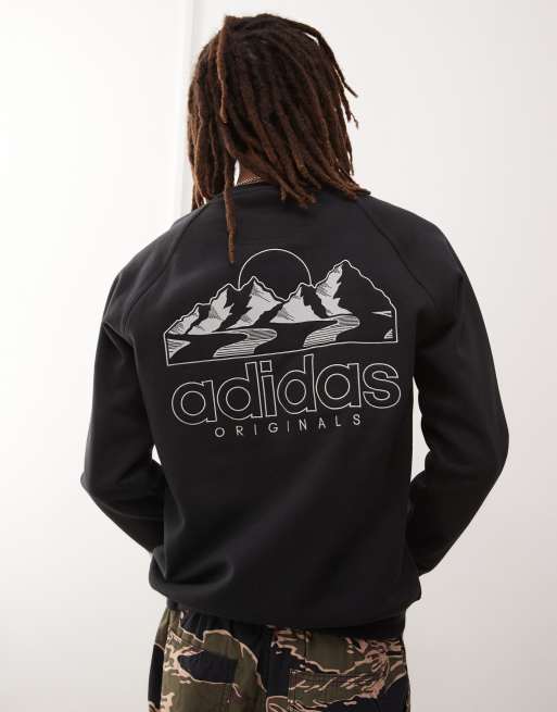 adidas Originals - Felpa nera con grafica di montagna