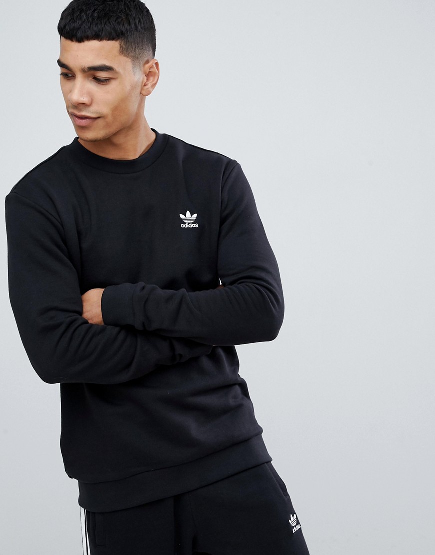 Adidas Originals - Felpa nera con piccolo logo ricamato-Nero