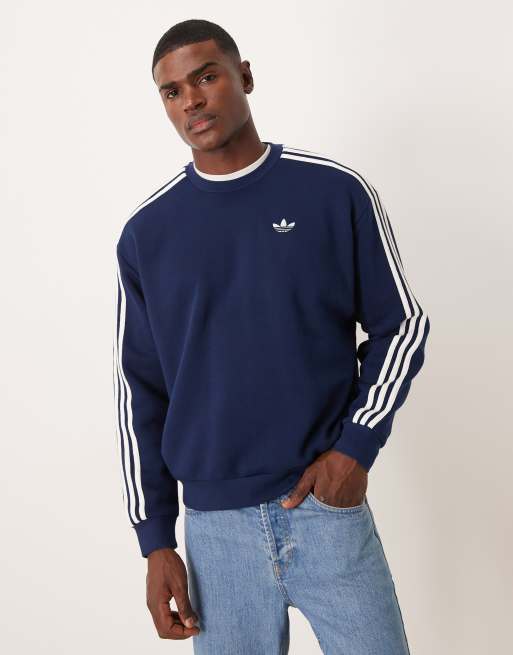 adidas Originals - Felpa oversize color blu navy con tre righe