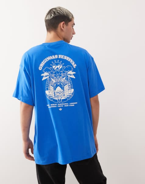 adidas Originals – Festival – Blå t-shirt med grafiskt tryck - view 1